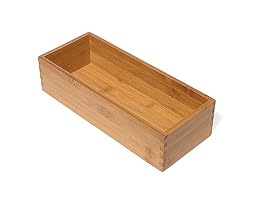 Lipper International Bamboo Utensil Holder Storage Box for Cooking Tools, Makeup, or Office Supplies, 5" x 12" x 3"