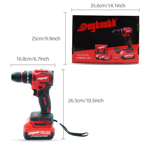 Image of DOGTOOTH 21V Cordless Drill Driver - Electric Screwdriver Set with 2 Batteries and Charger, Variable Speed Trigger，Brushless Motor Build-in LED，for DIYers and Handymen, Home Repair, Light Drilling
