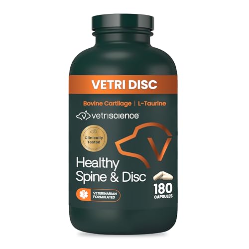 VetriScience Healthy Spine & Disc Easy-Open Capsules Back and Spinal Support Chondroitin and Taurine Supplement for Dogs Perfect for Dachshunds Corgis Frenchies Basset Hounds & More 180 Count