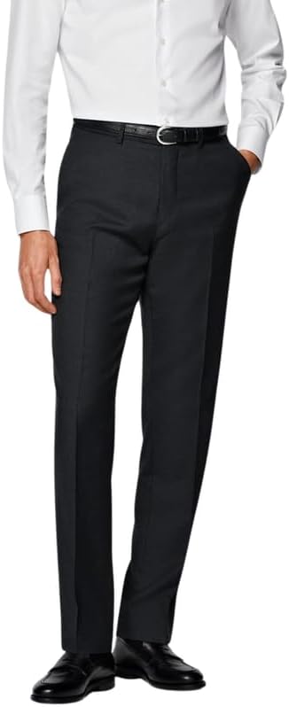 Mens Smart Formal Trousers | Office Workwear Business Suit Bottoms | Flat Front & Straight Leg Dress Pants Classic & Comfort Fit | Waist Sizes 30 50 Inch