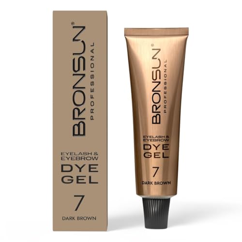BRONSUN® Tinte en Gel Extra-Resistente para Pestañas y Cejas | Efecto Henna | Colorea Piel y Vello Hasta 7 Semanas | Fórmula Sin Amoníaco | Marrón Oscuro Nº7 – 15 ml