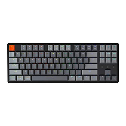Keychron K8 Tenkeyless Wireless Mechanical Keyboard for Mac, Hot-swappable RGB Backlight, Bluetooth, Multitasking, Type-C Wired Gaming Keyboard for Windows with Optical Red Switch, Aluminum Frame