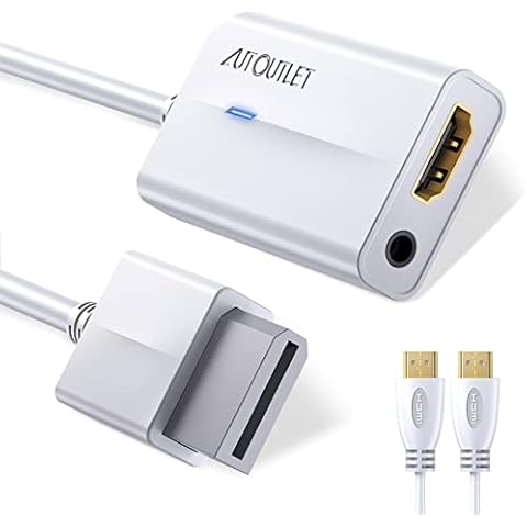 AUTOUTLET Wii to HDMI Adapter, White Wii HDMI Adapter 1080P/720P Full HD Converter with Indicator Light 3.5mm Video Audio Output Jack and 1.8M HDMI Cable 20CM Extension Cable for Nintendo Wii Wii U Cover