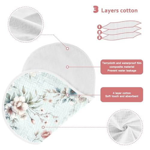 Muslin Baby Burp Cloths, White Flowers Cotton Soft Burp Cloths for Newborns​​, Extra Absorbent Burp Cloths 4-Pack​​, 22 x 11 Inch4