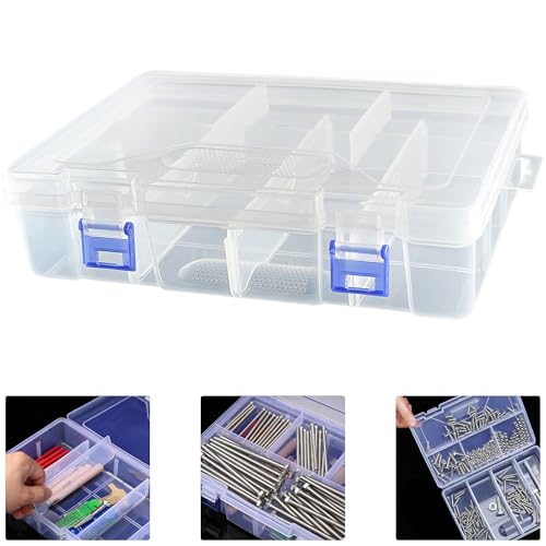 Image of Sidosir Tackle Box for Storage, Double-layer Transparent Organizer Box for Bead, 8-Grids Box for Jewelry Compartment Container