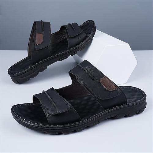Men's Leather Slides Open Toe Outdoor Slippers Comfort Casual Flip Flops Summer Fisherman Slip On Sandals for Men3