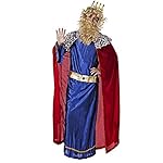 Gojoy shop- Disfraz de Rey Mago Baltasar, Caspar ó Melchor para Hombres Navidad Carnaval (Contiene Corona, Conjunto Peluca y Barba, Túnica, Capa, Cinturón y Mochila de Cuerdas) (Caspar)