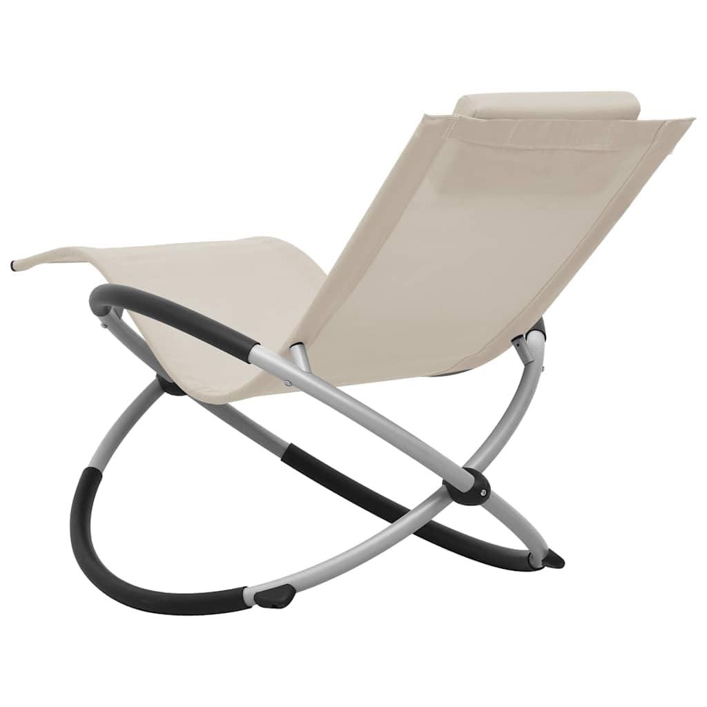Leżak dziecięcy ze stali, kremowy, składany, z poduszką, odporny na warunki atmosferyczne, do ogrodu, na taras, balkon, regulowany, ergonomiczny, składany, do użytku na zewnątrz