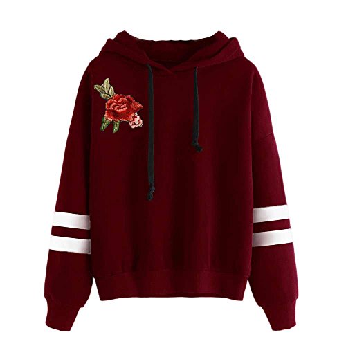 Preisvergleich Produktbild TOPKEAL Stickerei Applique Langarm Hoodie Pullover Damen Herbst Winter Kapuzenpullover Sweatshirt mit Kapuze Winterpullover Jacke Mantel Tops Mode 2020