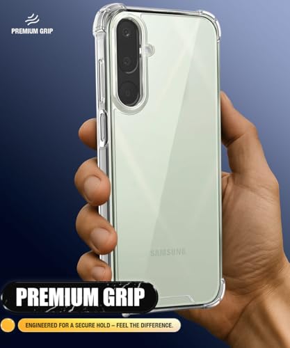 Image of WOW IMAGINE Ultra-Hybrid Crystal Clear Back Case for Samsung Galaxy M56 5G | Galaxy F56 5G | Shockproof Design | Camera Protection Bump | Hard Mobile Back Cover with Cushioned Edges - Transparent