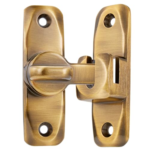 Image of INIRET Barn Door Latches,Brass 90 /180 Degree Gate Lock,Zinc Alloy Right Angle Door Lock Latch,Flip Gate Latches Hardware,Door Security Sliding Door Latch Lock fo Cabinets,Bathroom,Barn Door