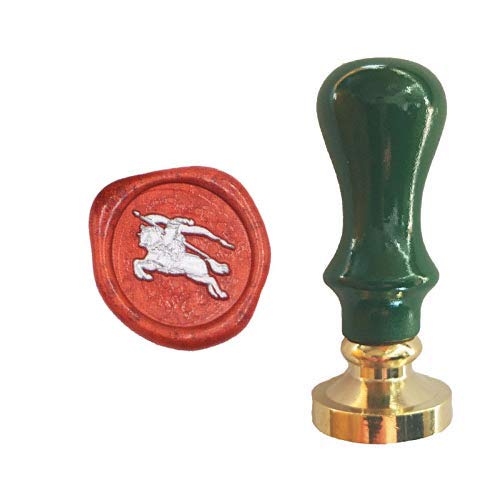 YGHM Running Knight Wax Seal Stamp Elegangt Green Macaroon Wood Handle Sealing Wax Stamp Kit Gift Wine Package Wedding Invitations Card Envelope Letters Seal Stamp