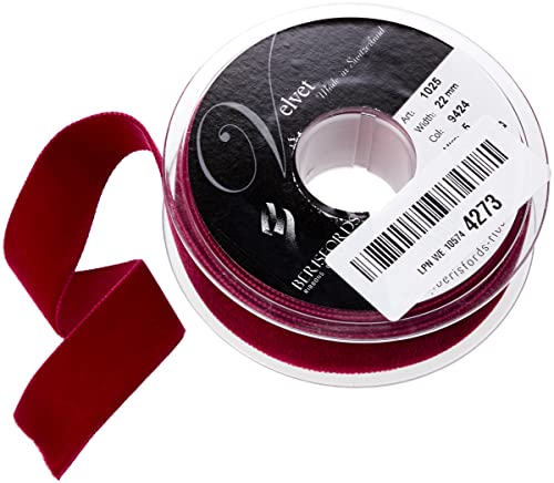 Berisfords - Cinta de Terciopelo, Terciopelo, Granate, 10.2 x 3.0 x 10.2 cm