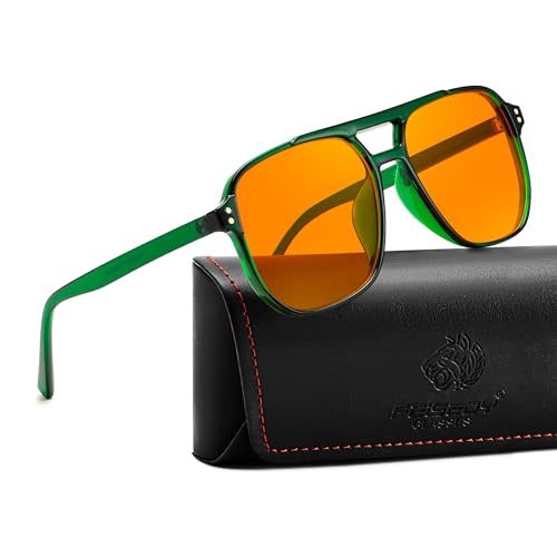 Image of FEISEDY Retro 70s Blue Light Filter Glasses 99.99% Blue Light Blocking Gaming Glasses Computer Glasses for Men Women Amber Tinted G2835