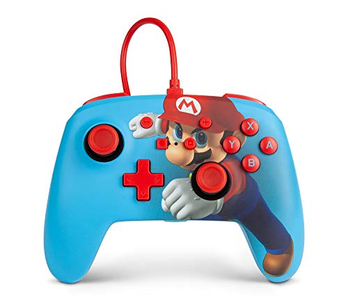 Image of PowerA Enhanced Wired Gaming Controller for Nintendo Switch, Super Mario Bros, Mario Punch, Blue (Officially Licensed)