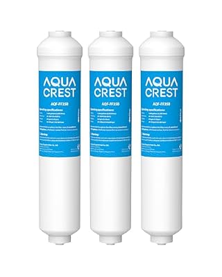 AQUA CREST GXRTDR Inline Water Filter, NSF Certified, Compatible with GE GXRTDR, Samsung DA29-10105J, Whirlpool WHKF-IMTO, Reduces Chlorine, Fluoride, for Refrigerator, Ice Maker, RVs (Pack of 3)