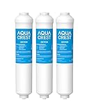 AQUA CREST GXRTDR Inline Water Filter, NSF Certified, Compatible with GE GXRTDR, Samsung DA29-10105J, Whirlpool WHKF-IMTO, Reduces Chlorine, Fluoride, for Refrigerator, Ice Maker, RVs (Pack of 3)