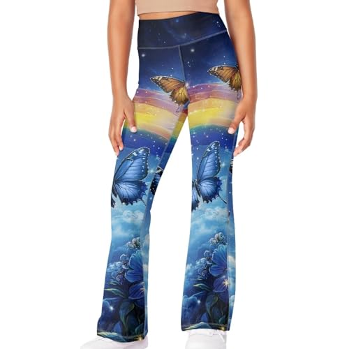 Image of Girls Leggings Floral Print High-Waisted Flared Pants 5-14 Years