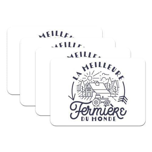Sets de table ferme en caoutchouc blanc grand format 40x29 cm | Qualité durable
