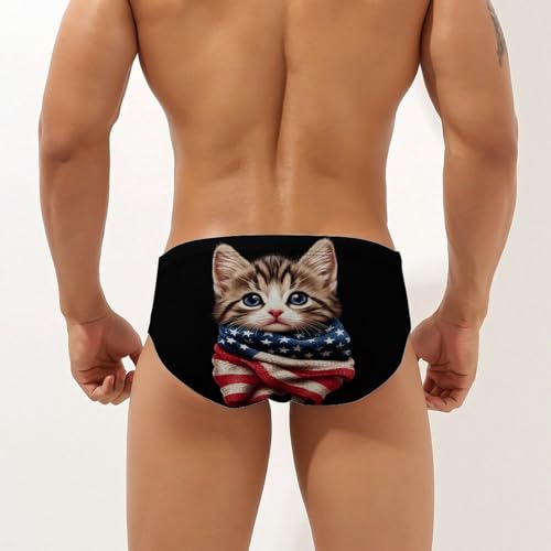 U.S.A. Flag Cat Men's Swim Brief Sexy Bikini Swimwear Swimsuit Trunks Bathing Suits2