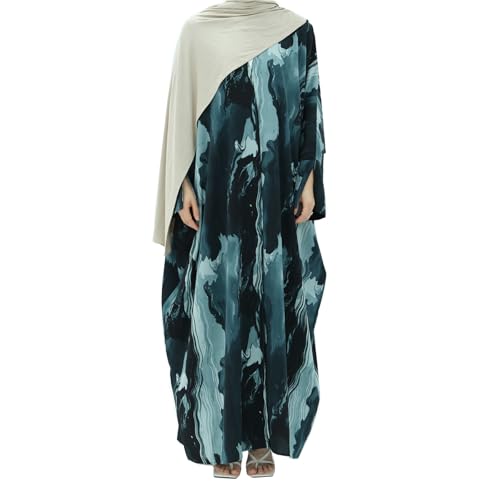 Image of Muslim Prayer Cardigan Tie-dye Printed Abaya Maxi Robe for Women | Tie-dye, Open front, Satin Fabric