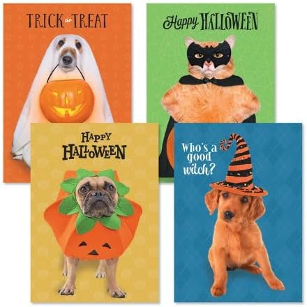 Current Halloween Tails Greeting Cards Set - Set of 8 Large 5 x 7-Inch Cards, Themed Holiday Card Variety Value Pack, Assortment of 4 Unique Designs, Envelopes Included