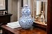 16" Classic Blue and White Porcelain Gourd-shaped Vase, China Ming Style, Good Fortune, Fengshui, Jingdezhen