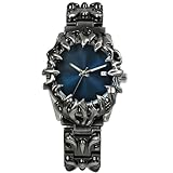 BARAMON Orologio da uomo retrò moda vintage orologio da polso casual gotico steampunk quarzo analogico orologio da mano Hip Hop Cool Alien Y2K orologio maschile, Blu 1