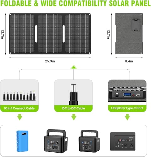 Image of Powkey 24000mAh Portable Power Station with Panels Included 30W