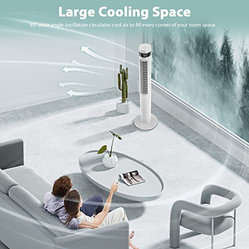 Image of Antarctic Star - Portable Electric Oscillating Quiet Cooling Tower Fan Remote Control Floor Bladeless 3 Speeds Timer Bedroom Office (43 Inch, White)