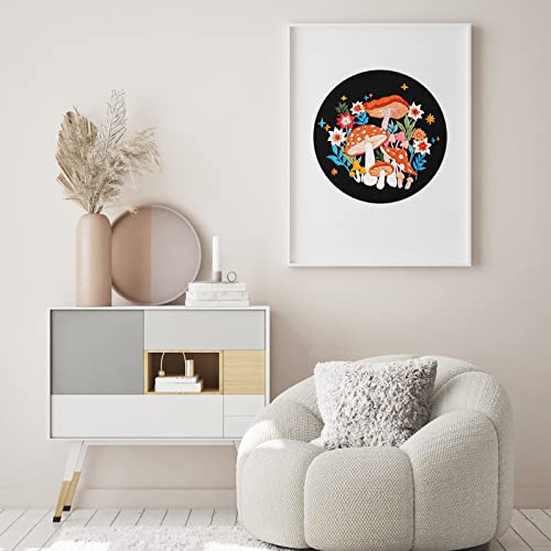 Image of Louise Maelys Mushroom Embroidery Kits for Beginners with Art Night Pattern,Adults Starter Cross Stitch Kit DIY Needlepoint