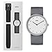 Braun 2-Hand Analogue Quartz Watch, White Dial and Grey Silicone Rubber Strap with Additional Black Silicone Rubber Strap, Quick-Release Spring Bars, 38mm, Model BN0281GYBKG.