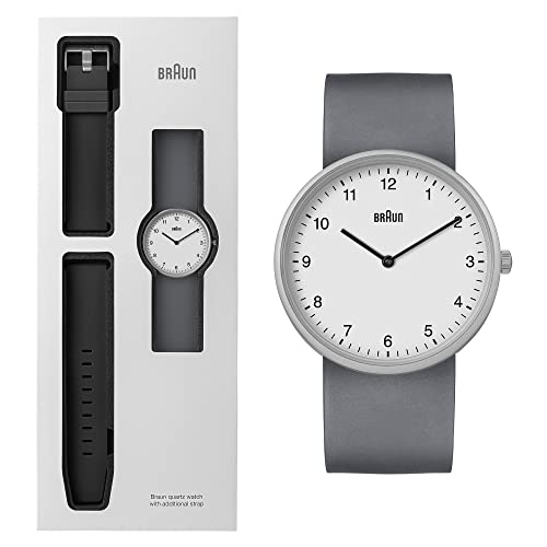 Image of Braun 2-Hand Analogue Quartz Watch with Additional Silicone Rubber Strap, Quick-Release Spring Bars, 38mm.
