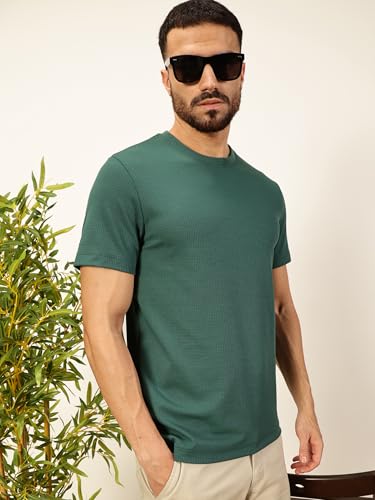 Image of Thomas Scott Men's | Solid | Half Sleeve | Slim Fit | Poly Blend | Crew Collar | Casual Tshirt