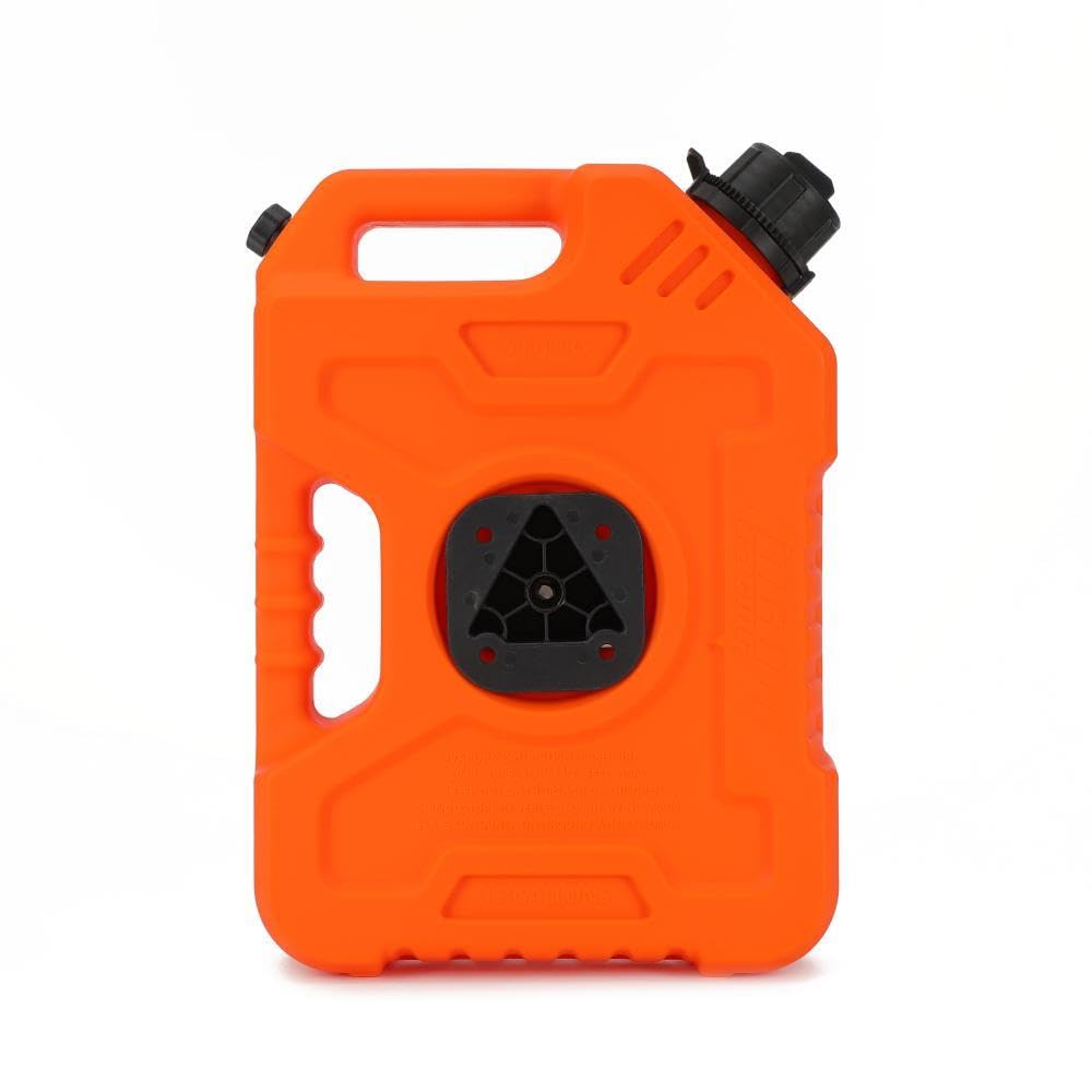 5L Portable Fuel Drum Canister Gasoline Container Reserve Plastic Petrol Tank Diesel Storage Can Fit for Motorcycle SUV ATV Cars Boat Offroad (5L Orange with Bracket 304SS)