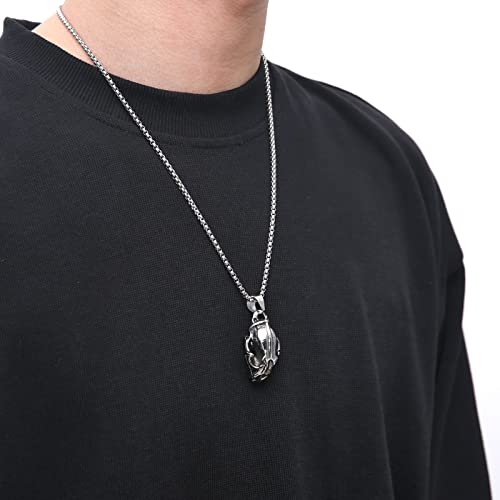 HZMAN Men's Punk Pendant Necklace, Gothic Stainless Steel Openable Sabertooth Tiger Skull Jewelry4