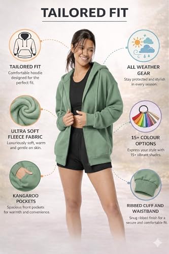 Image of FUNKY MONKEY - Women's Cute Hoodies Teen Girl Winter Jacket Sweatshirts Casual Drawstring Clothes Zip Up Hoodie with Pocket