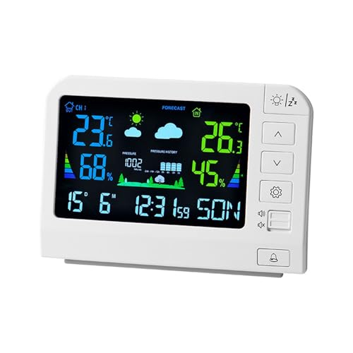 Stazione meteo wireless per interni ed esterni, la stazione di previsione della temperatura wireless supporta fino a sensori per monitorare la temperatura interna esterna e l'umidità in più posizioni. La confezione include sensori remoti