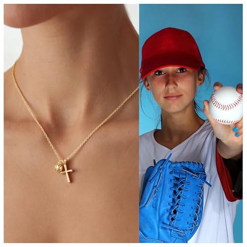 Turandoss Ball Sports Cross Necklace for Women | 14K Gold Plated, Soccer, Football, Basketball, Baseball, Volleyball, Tennis, Softball Pendant Choker Necklaces Jewelry - image 4