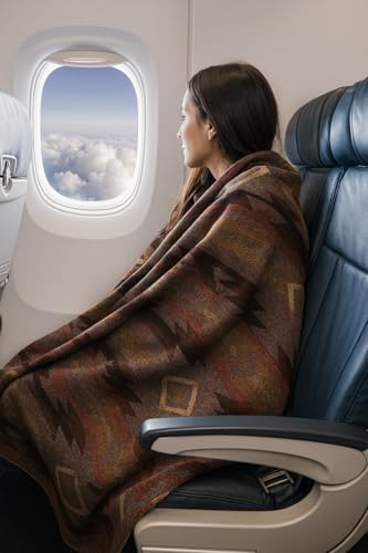 Image of Alpaca Wool Blanket, Throw Size 78 x 47, Reversible 2 in 1, Thick and Ultra Soft, Hypoallergenic, Non-Itchy, Handmade in Ecuador. Premium Alpaca Wool Thtow Blanket for Cozy Comfort.(Brown and Orange)