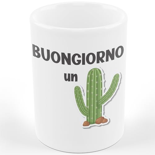 AL PRODUCTION Tazza Mug BUONGIORNO UN CACTUS DESCRIZIONE DIVERTENTE - Tazza regalo di compleanno - Divertente - Humor