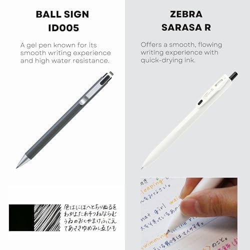 Set de 7 bolígrafos de gel japoneses tinta negra miniatura 5