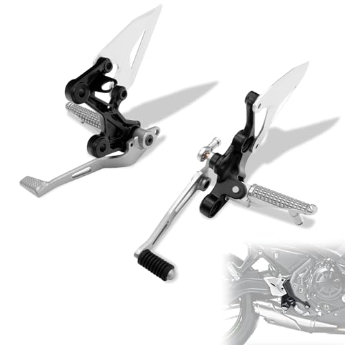 Image of FOVPLUE Front Driver Footrests Kit,Rider Foot pegs+gear shift lever /brake pedal+footpeg brackets+gear shift rod+protection fins for Kawasaki Ninja 400 2018-2024,Z400 2019-2024,NINJA 500 /Z500 2024-2025