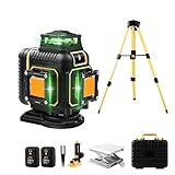 16 Linien Kreuzlinienlaser mit Stativ, Selbstnivellierung 4 x 360 Grad Grünlaser Kreuzlaser, Vertikale/Horizontale Laser, 2 x Batteriem, Laser-Wasserwaage für Baustellen Inneneinrichtung Fliesen DIY