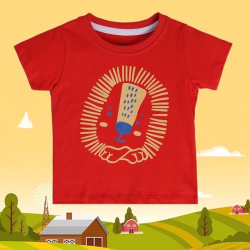 Image of miniklub Baby Round Neck, Short Sleeve Knit Cotton T-Shirt, (Red)