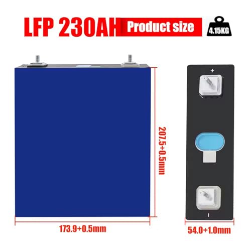 Image of EVE LiFePO4 Cell 3.2V 230Ah Grade A Battery Deep Cycle Lithium Iron Phosphate Rechargeable Battery with QR Code,M6 Nuts and Bus Bars