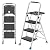 DIAMONDFORGE 3 Step Ladder, Folding Step Stool with Tool Platform, Wide Anti-Slip Pedal and Anti-Slip Feet, Sturdiest Steel Construction, 600lbs Capacity Steel Ladder for Home Office, Grey