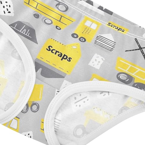 Wusikd Construction Vehicle Girls' Underwear Cotton Grey Girls Briefs Soft Toddler Underwear 2T4