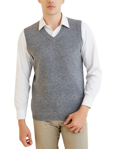 Dcvmvmn Men's Wool Sweater Mens Knit Vest Knitted Fall Winter Soft Sleeveless Top Warm Pullover Basic Vest