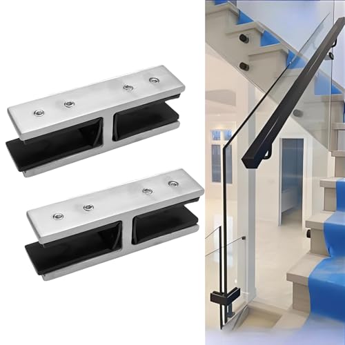KMERCE - Pinza para valla de cristal de acero inoxidable 304 - Fijación de valla de cristal para barandilla de escalera - Barandilla de cristal para balcón, jardín, terraza (180° - color INOX) para